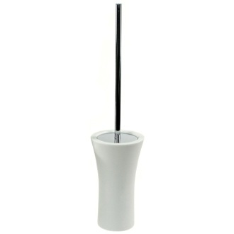 Toilet Brush Toilet Brush Holder, Free Standing, Made From White Stone Gedy AU33-02